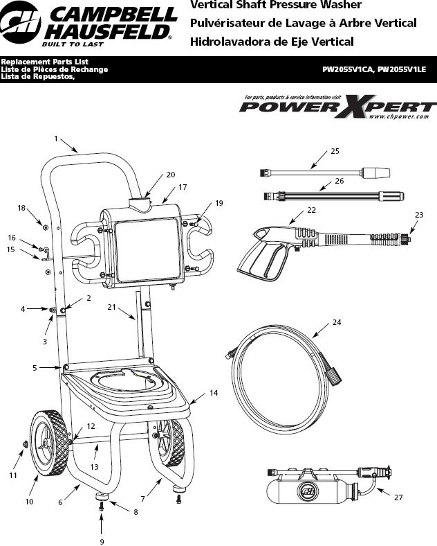 PW2055V1CA & PW2055V1LE REPLACEMENT PARTS